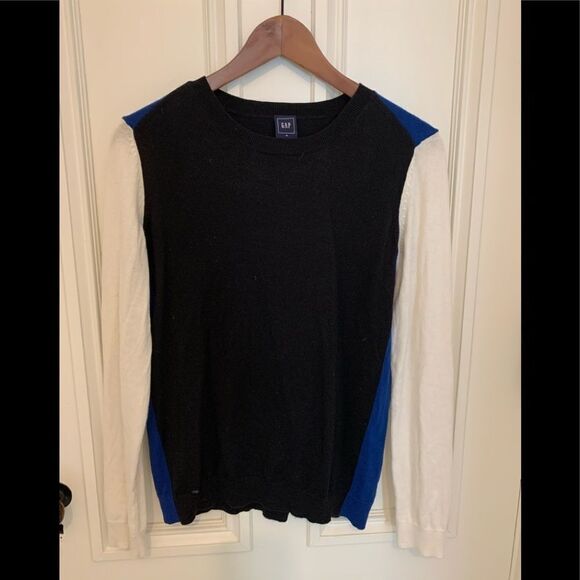 Gap color block blue/black/cream sweater medium - Picture 1 of 3